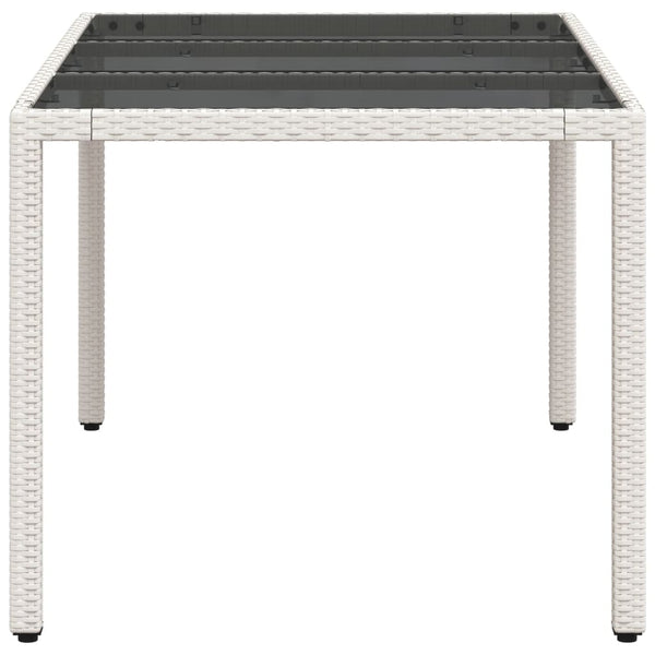 Weißer Gartentisch mit Glasplatte Marisela 150x90x75cm (Polyrattan)