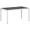 Weißer Gartentisch mit Glasplatte Marisela 150x90x75cm (Polyrattan)