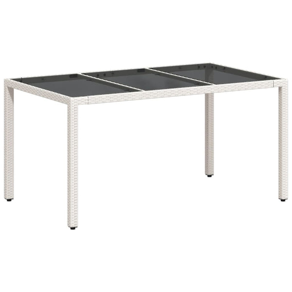 Weißer Gartentisch mit Glasplatte Marisela 150x90x75cm (Polyrattan)