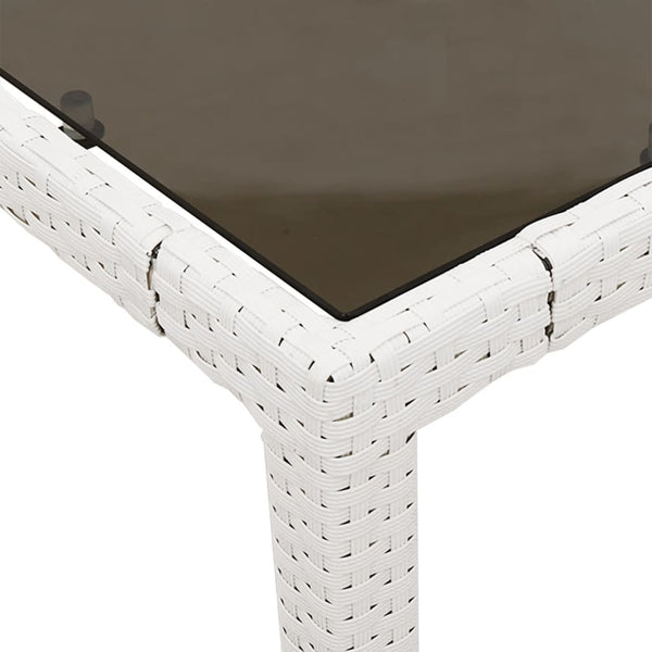 Weißer Gartentisch mit Glasplatte Marisela 150x90x75cm (Polyrattan)