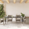 Grauer Gartentisch mit Glasplatte Rovelino 190x90x75cm (Polyrattan)