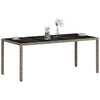 Grauer Gartentisch mit Glasplatte Rovelino 190x90x75cm (Polyrattan)