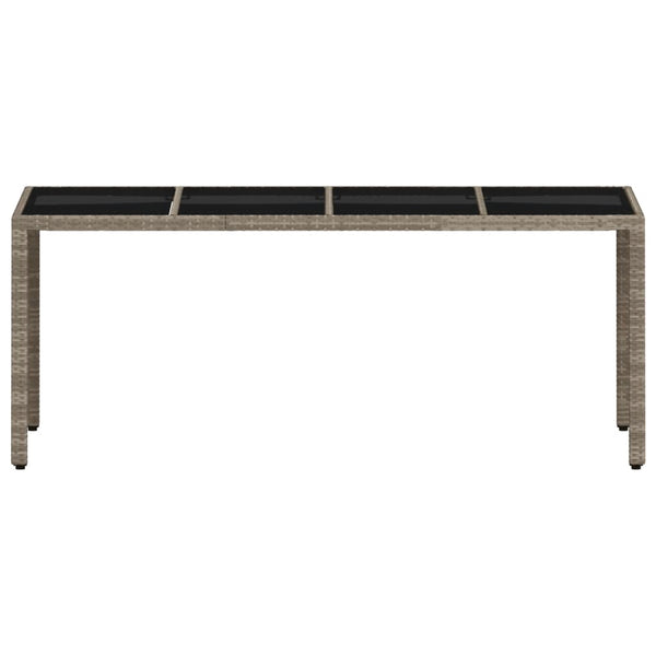 Grauer Gartentisch mit Glasplatte Rovelino 190x90x75cm (Polyrattan)