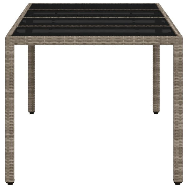 Grauer Gartentisch mit Glasplatte Rovelino 190x90x75cm (Polyrattan)