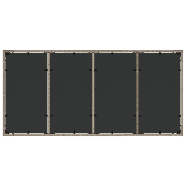 Grauer Gartentisch mit Glasplatte Rovelino 190x90x75cm (Polyrattan)