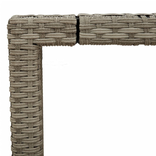 Grauer Gartentisch mit Glasplatte Rovelino 190x90x75cm (Polyrattan)