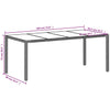Grauer Gartentisch mit Glasplatte Rovelino 190x90x75cm (Polyrattan)