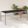 Grauer Gartentisch mit Glasplatte Rovelino 190x90x75cm (Polyrattan)