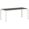 Weißer Gartentisch mit Glasplatte Rovelino 190x90x75cm (Polyrattan)