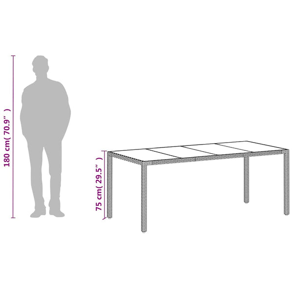 Weißer Gartentisch mit Glasplatte Rovelino 190x90x75cm (Polyrattan)