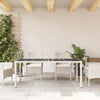 Weißer Gartentisch mit Glasplatte Rovelino 190x90x75cm (Polyrattan)