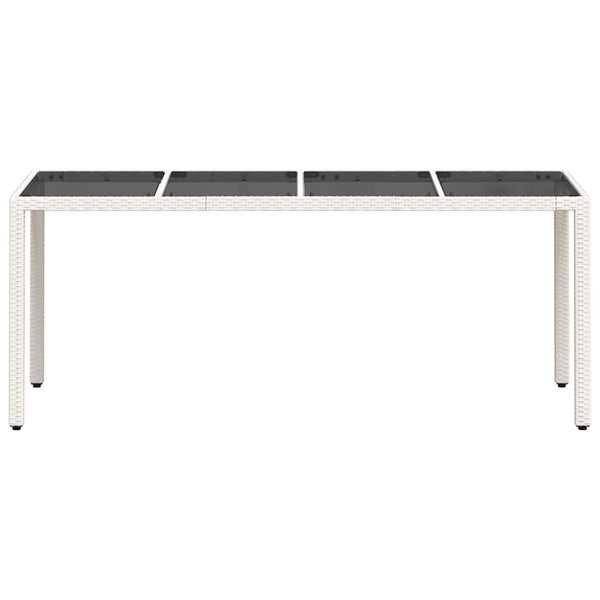 Weißer Gartentisch mit Glasplatte Rovelino 190x90x75cm (Polyrattan)