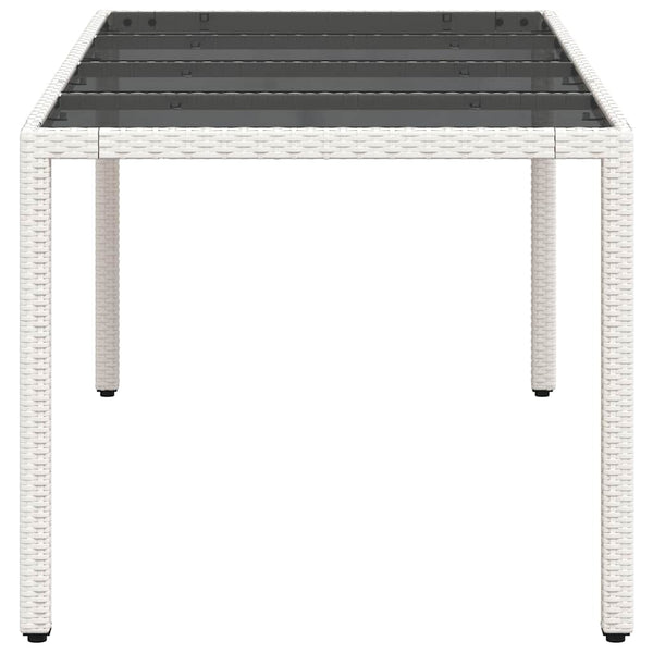 Weißer Gartentisch mit Glasplatte Rovelino 190x90x75cm (Polyrattan)
