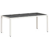 Weißer Gartentisch mit Glasplatte Rovelino 190x90x75cm (Polyrattan)