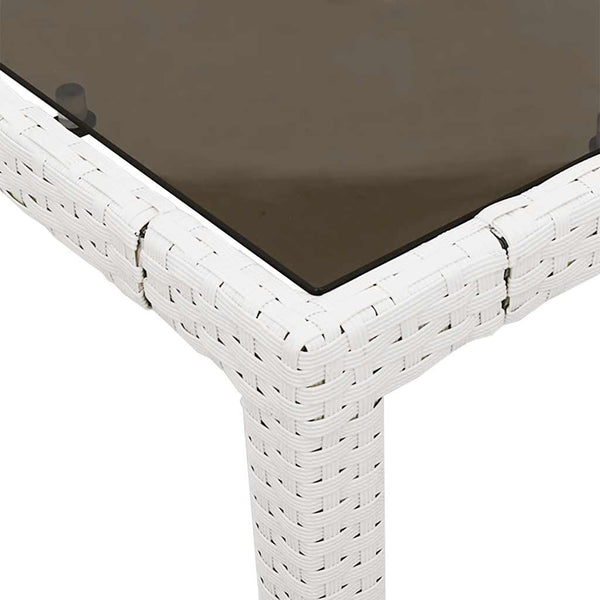 Weißer Gartentisch mit Glasplatte Rovelino 190x90x75cm (Polyrattan)