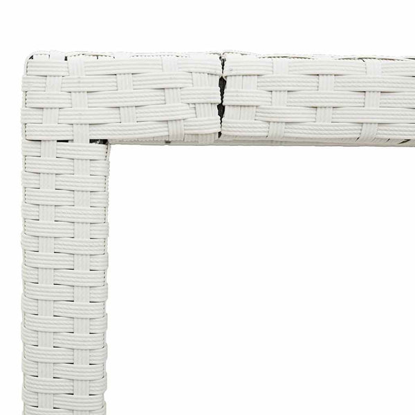 Weißer Gartentisch mit Glasplatte Rovelino 190x90x75cm (Polyrattan)
