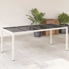 Weißer Gartentisch mit Glasplatte Rovelino 190x90x75cm (Polyrattan)