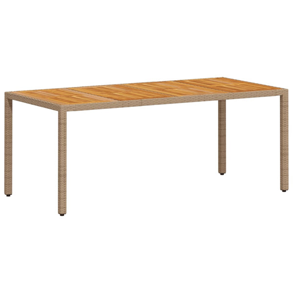 Beiger Gartentisch Cutzonica 190x90x75cm (Polyrattan und Akazienholz)