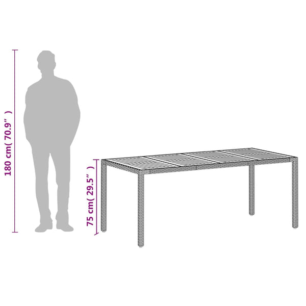 Beiger Gartentisch Cutzonica 190x90x75cm (Polyrattan und Akazienholz)