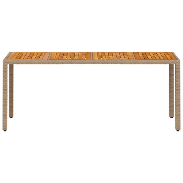 Beiger Gartentisch Cutzonica 190x90x75cm (Polyrattan und Akazienholz)