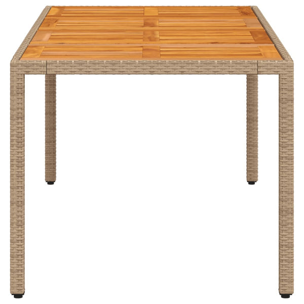 Beiger Gartentisch Cutzonica 190x90x75cm (Polyrattan und Akazienholz)