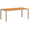 Beiger Gartentisch Cutzonica 190x90x75cm (Polyrattan und Akazienholz)