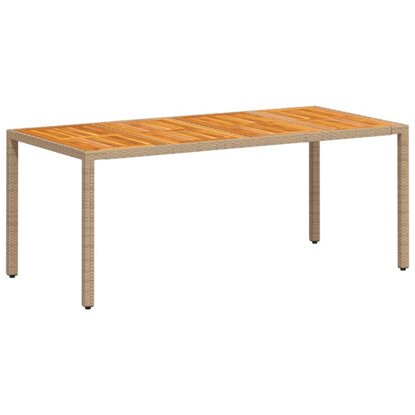 Beiger Gartentisch Cutzonica 190x90x75cm (Polyrattan und Akazienholz)