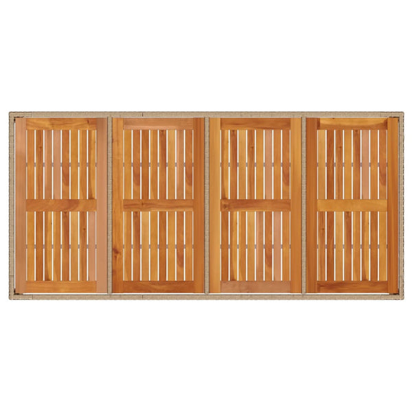 Beiger Gartentisch Cutzonica 190x90x75cm (Polyrattan und Akazienholz)
