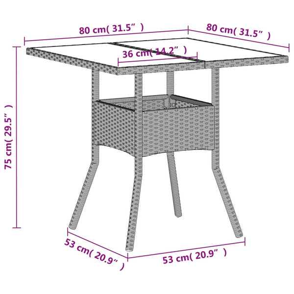 Grauer Gartentisch Actiunea 80x80x75cm (Polyrattan)