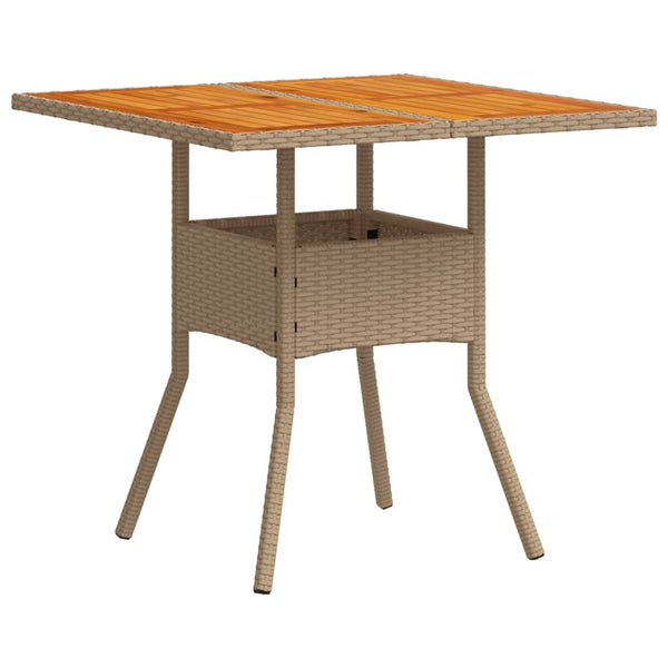 Beiger Gartentisch Actiunea 80x80x75cm (Polyrattan und Akazienholz)