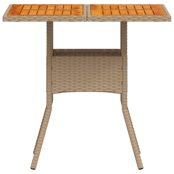 Beiger Gartentisch Actiunea 80x80x75cm (Polyrattan und Akazienholz)