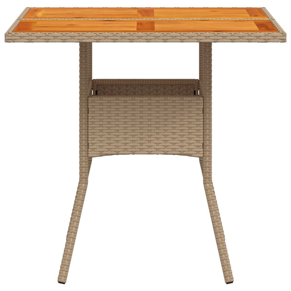 Beiger Gartentisch Actiunea 80x80x75cm (Polyrattan und Akazienholz)
