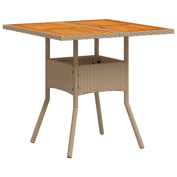 Beiger Gartentisch Actiunea 80x80x75cm (Polyrattan und Akazienholz)