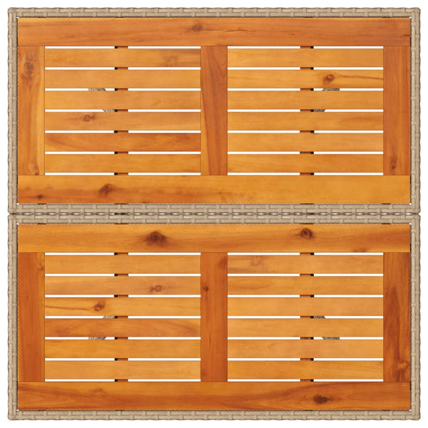 Beiger Gartentisch Actiunea 80x80x75cm (Polyrattan und Akazienholz)
