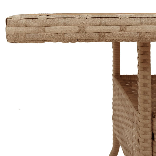 Beiger Gartentisch Actiunea 80x80x75cm (Polyrattan und Akazienholz)