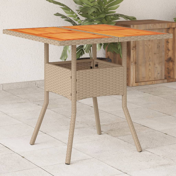 Beiger Gartentisch Actiunea 80x80x75cm (Polyrattan und Akazienholz)
