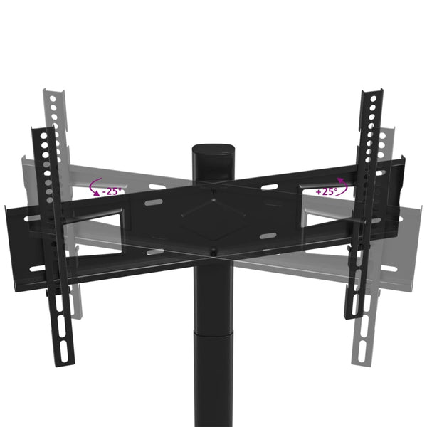 TV-Ständer für Ecke, 3 Ebenen, 32-65 Zoll, schwarz