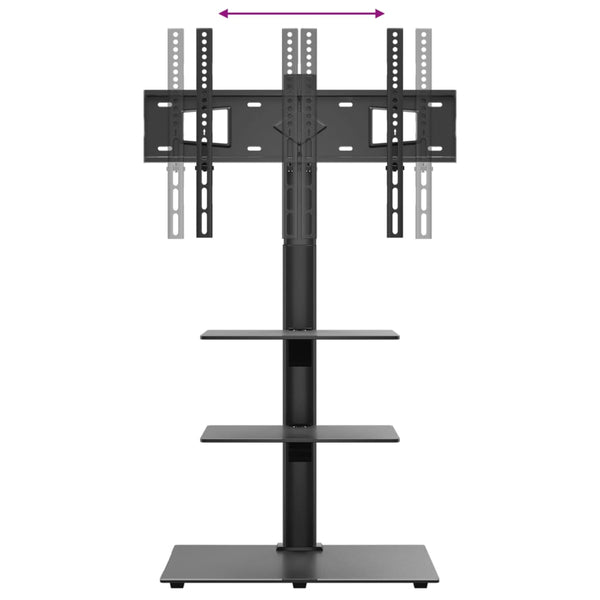 TV-Ständer für Ecke, 3 Ebenen, 32-65 Zoll, schwarz
