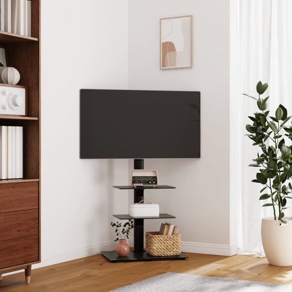 TV-Ständer für Ecke, 3 Ebenen, 32-65 Zoll, schwarz