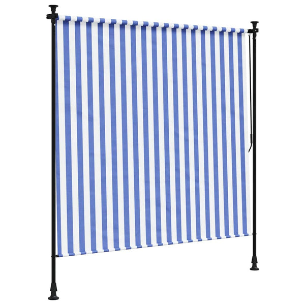 Blau-weißer Außenrollladen Feliana 150x270cm (Stoff und Stahl)