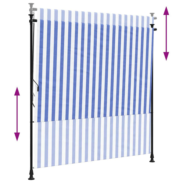 Blau-weißer Außenrollladen Feliana 150x270cm (Stoff und Stahl)