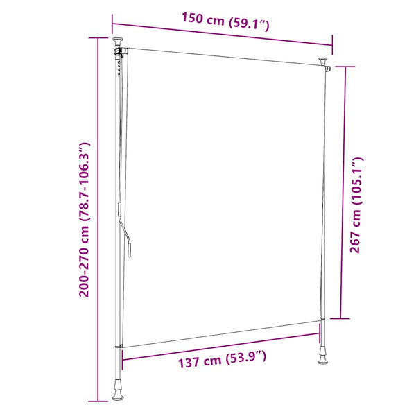 Blau-weißer Außenrollladen Feliana 150x270cm (Stoff und Stahl)