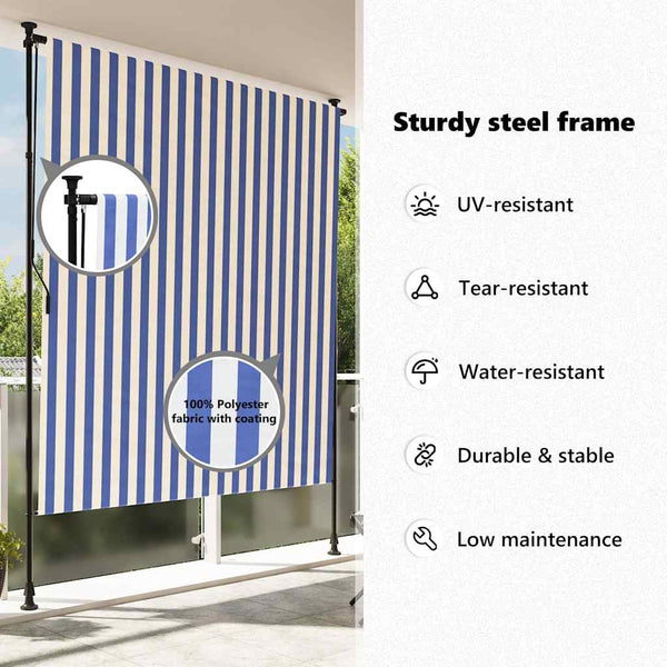 Blau-weißer Außenrollladen Feliana 150x270cm (Stoff und Stahl)