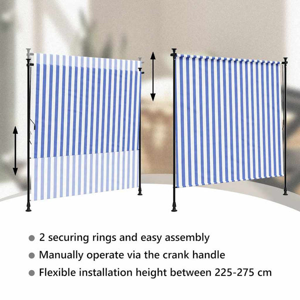 Blau-weißer Außenrollladen Feliana 150x270cm (Stoff und Stahl)
