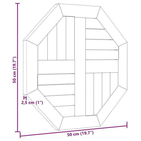 Tischplatte Leba 50x50x2,5cm (Achteck Teak)