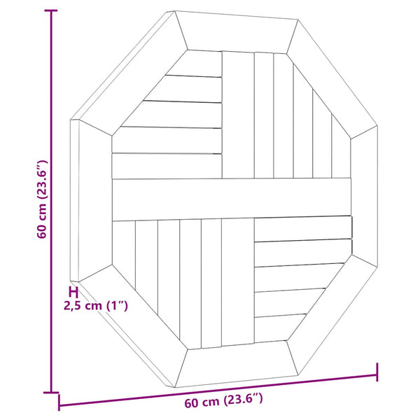 Tischplatte Leba 60x60x2,5cm (Achteck Teak)