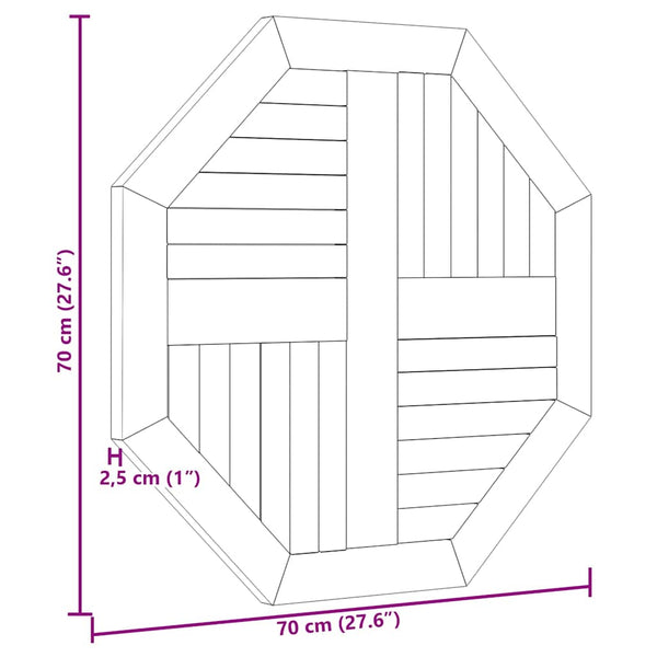 Tischplatte Leba 70x70x2,5cm (achteckig Teak)