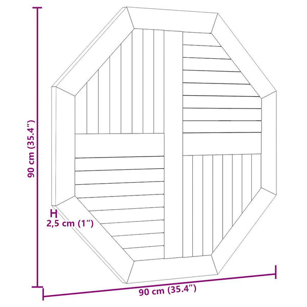 Tischplatte Leba 90x90x2,5cm (achteckig Teak)