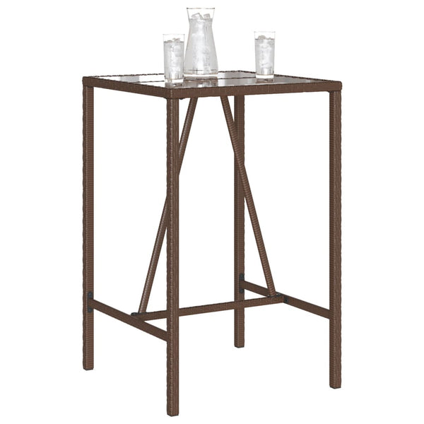 Brauner Outdoor-Bartisch Mihaili 70x70x110cm (Polyrattan)