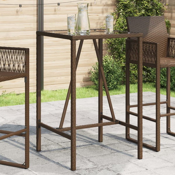 Brauner Outdoor-Bartisch Mihaili 70x70x110cm (Polyrattan)